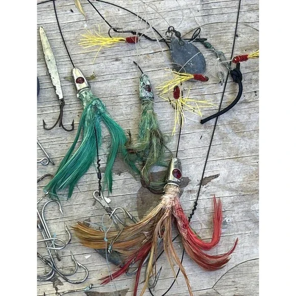 Vintage Ocean Fishing Lures Hooks Sinkers and deep sea test rope 200+ feet LOT - Picture 4 of 7